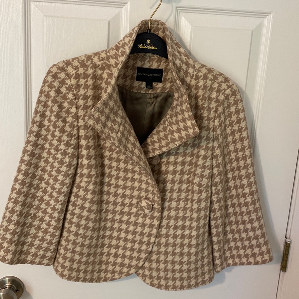 Banana Republic Beige Houndstooth Blazer